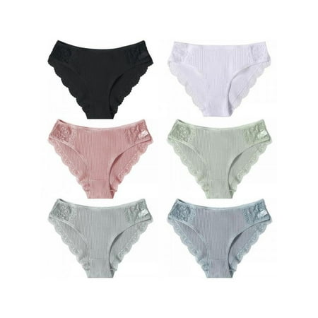 

Women Cotton Stripe Seamless Panties Sexy Lace Low Waist Briefs