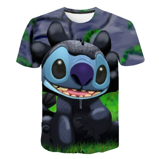 2023 años niños Disney Stitch Top Kawaii impresión Disney verano nuevos productos Harajuku moda Stitch lindo 2-10 años T-Shirt4T Gao Jinjia LED