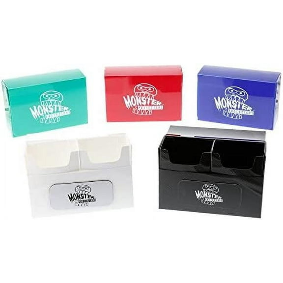 Monster Protectors Double Deck Storage Box- 5 Pack Magnetic Locking Dual Trading Card Game Storage Case w Removable Compartments- Holds 150 Cards- Fits All Standard and Smaller Size MTG and TCGs