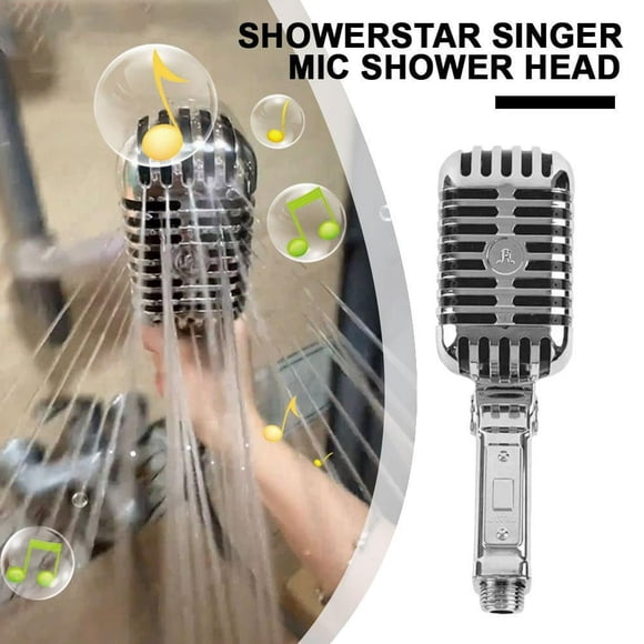 LEEYNEER Singer Mic Shower Head Microphone Shaped Shower Head Bathroom Accessories Head Head Rain Microphone Shower Singing Shower