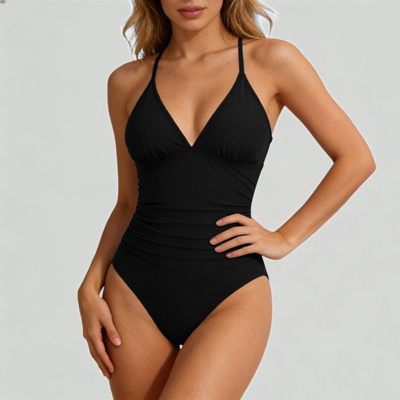 Xijirk Swimsuit for Women V Neck Adjustable Spaghetti Strap One Piece Swimsuit Control Bathing Suit,S