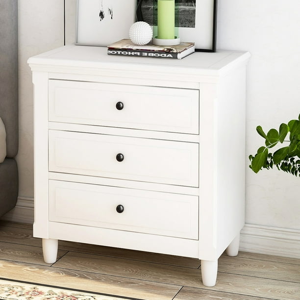 3 Drawer Nightstand Bedside Table, 3 Drawer Storage Cabinet Wood