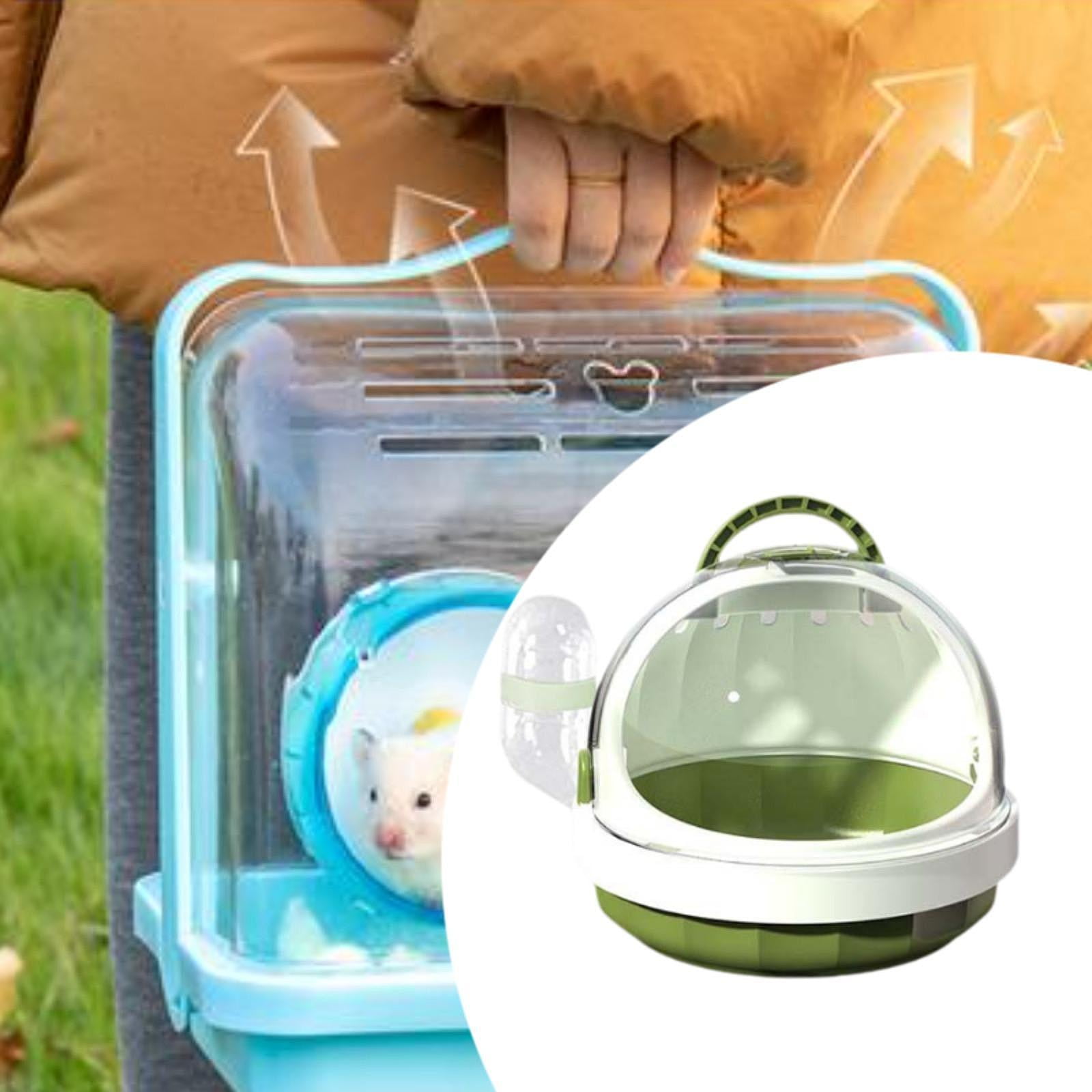 FITYLE Hamster Carrier Cage with Water Bottle Habitat Hamster Travel Carrier Pet Outgoing Cage for Chinchilla Hedgehog Dwarf Hamster green