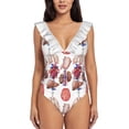 thumbnail image 5 of Watercolor Anatomy Collection One Piece Swimsuit Women Ruffle Monokini Shoulder Swimsuit Bathing Suit Swim Wear Human Heart, 5 of 5