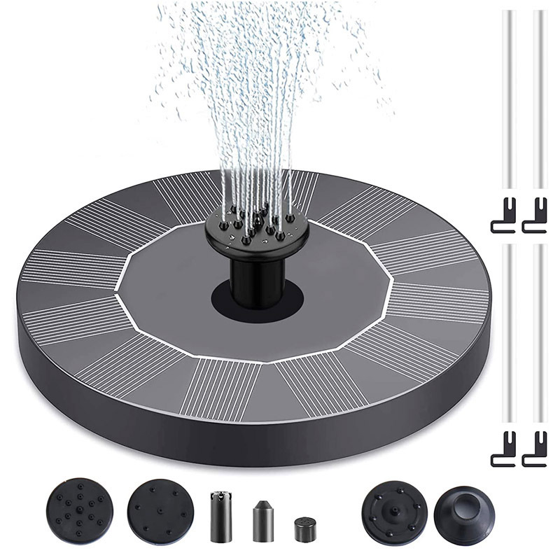 Fontaine Solaire Flottante Avec Batterie - Pompe à Eau 5.5W Pour Bassin, Jardin Et Bain D'Oiseaux - 6 Buses Différentes