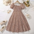 thumbnail image 2 of MEZZALL Summer Dress For Girls And Young Women Square Necked Floral Pattern French Style Puff Sleeves Beach Vacation Vibe Fitted Long Dress Breathable Toddler Wear, 2 of 9
