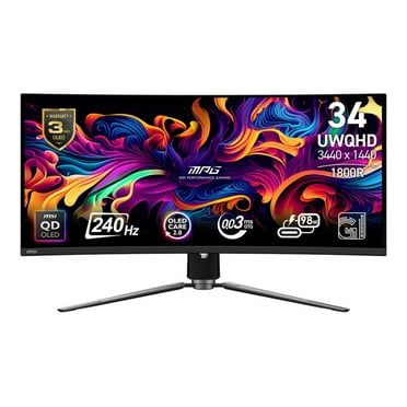 MSI MAG 341CQPX QD-OLED 34" Class UW-QHD Curved Screen Gaming OLED Monitor - Metallic Black (mag341cqpxqd-oled)