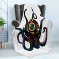 thumbnail image 4 of Vintage Nautical Tattoo Soft Flannel Fleece Throw Blanket, Funny Colorful Octopus and Curly Tentacles in Retro Diving Suit, Cozy Plush for Indoor and Outdoor Use, 50" x 70", Multicolor, by Ambesonne, 4 of 5