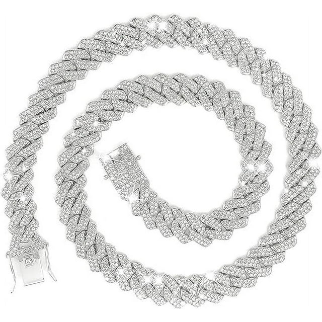 Collares de cadena cubana Cadenas de eslabones cubanos de plata/oro para hombre Iced Out
