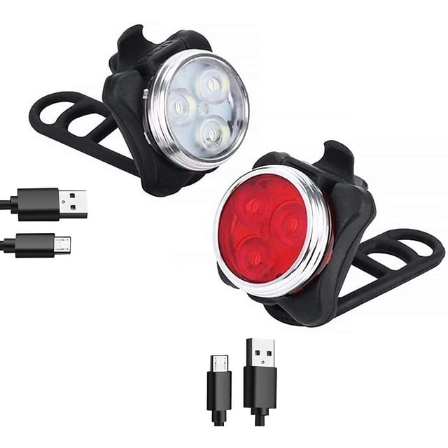 LED Bike Light Front and Back 650mAh IPX4 Waterproof, Super Bright 5 Lighting Modes USB Rechargeable , 2 x Battery Endurance, for Cycling, Camping, Emergency