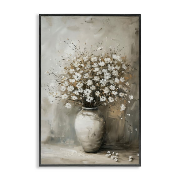 Stupell Industries Vintage Still Life Bouquet Plants & Flowers Painting Black Framed Art Print Wall Art, 12 x 18