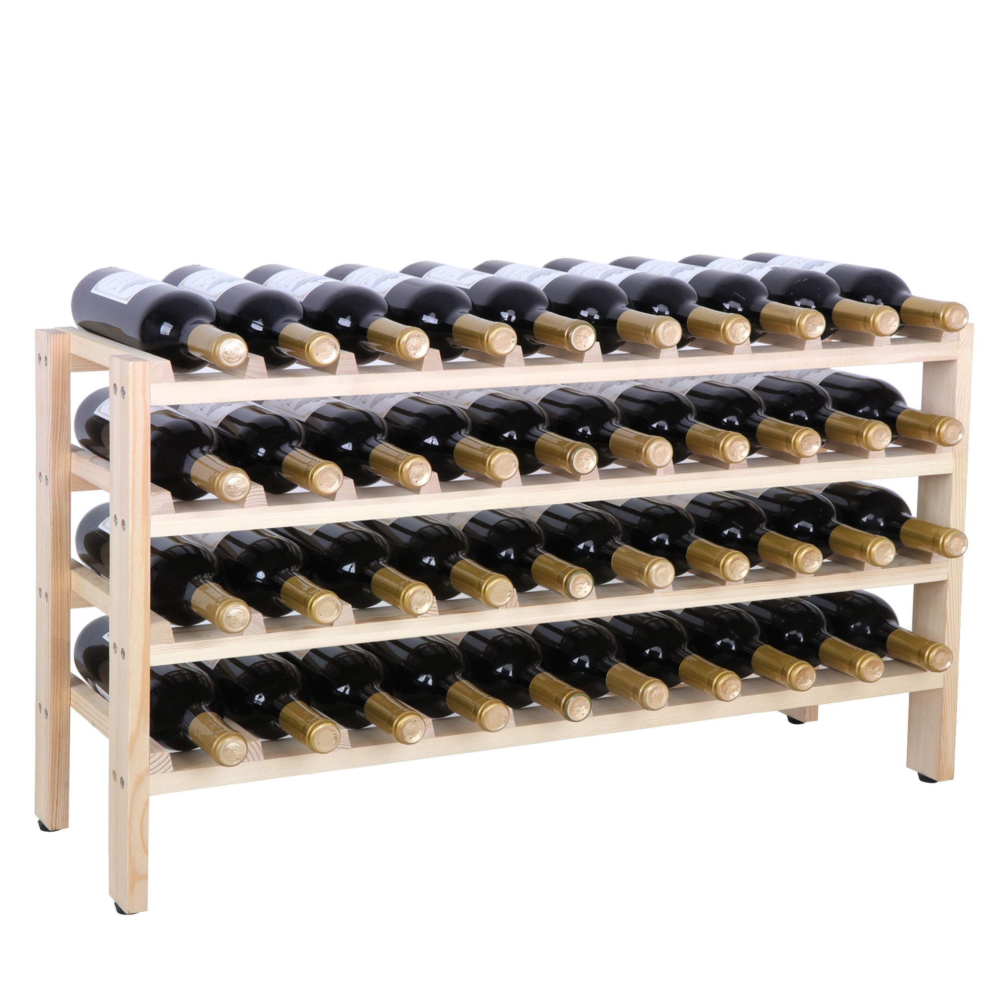 Zeny Home Pub Solid Wood Wine Rack Freestanding Storage Display for