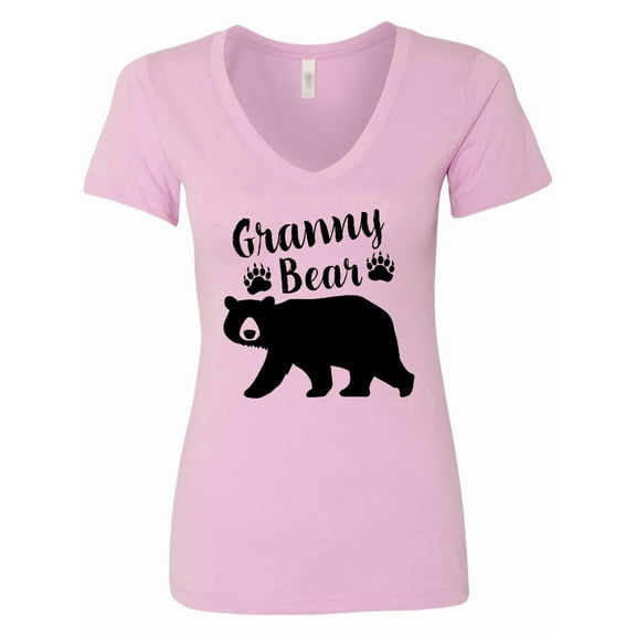 Inktastic Granny Bear in Black Women's V-Neck T-Shirt