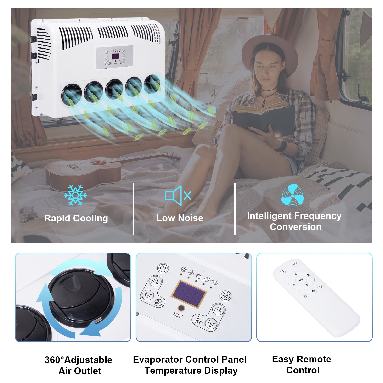 12V Split A/C 12000 BTU Truck Air Conditioner for RV Caravan Trailer Bus