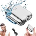 thumbnail image 1 of Waterproof Portable Mini USB Rechargeable Cordless Electric Rotary Men's Shaver,Double-Headed Shaver, 1 of 5