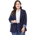 thumbnail image 2 of GRACE & GRANDEUR Blazer Décontracté pour Femme Grande Taille à Rayures, Poignets, Revers Cranté, 2 of 6