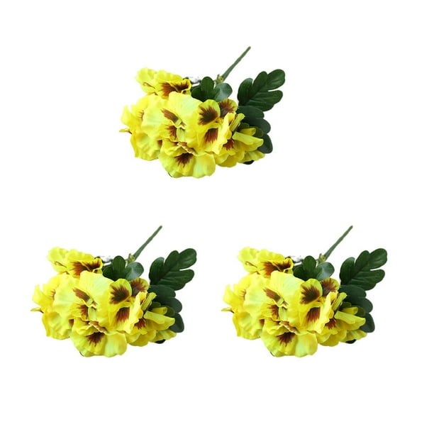 3 Pieces Artificial Flower Fake Silk Pansy Plant Self-Assembly With ...