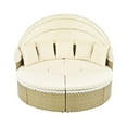 thumbnail image 5 of Harper & Bright Designs Outdoor Rattan Round Sunbed with Retractable Canopy, Patio Outdoor Round Daybed Sectional Sofa Set, Two-Tone Weave Sunbed with Separate Seating and Removable Cushion, Beige, 5 of 19