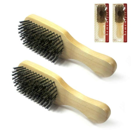 2 Men Hair Brush Boar Bristle Beard Mustache Comb Military Hard