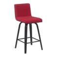 thumbnail image 4 of Vienna Counter Height Swivel Bar Stool w/ Red Seat & Brushed Wood Frame-Set of 3, 4 of 12