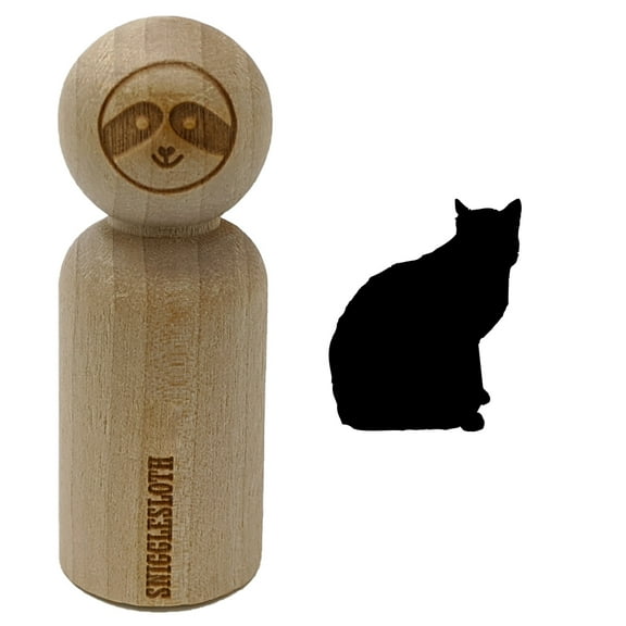 Cat Sitting Side Profile Solid Rubber Stamp for Scrapbooking Crafting Stamping - Small 3/4 Inch