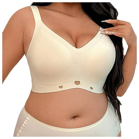 Riforla Plus Size Seamless Jelly Bra Wireless Comfortable Support for Large Bust Women Bras Beige XXL