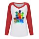thumbnail image 1 of Blusa de manga larga con estampado de retazos y cuello redondo a la moda para mujer Pompotops FGAJ367, 1 of 7