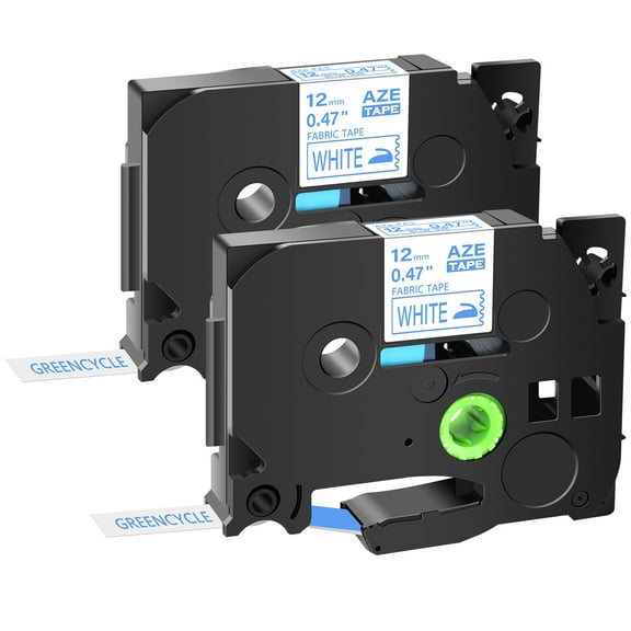GREENCYCLE 2PK Compatible for Brother TZ TZe TZe-FA3 TZ-FA3 TZeFA3 TZFA3 Navy Blue on White Fabric Iron-on Label Tape 12mm 3m use in PT-D210 PT-D400 PT-D600 Label Maker