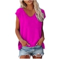 thumbnail image 1 of LUOGENLI T-shirts pour Femmes Mode d'Été Décontractée Col en V Bas Manches Courtes Imprimé Couleur Unie T-shirts Amples Graphiques pour la Saint-Patrick m, 1 of 6
