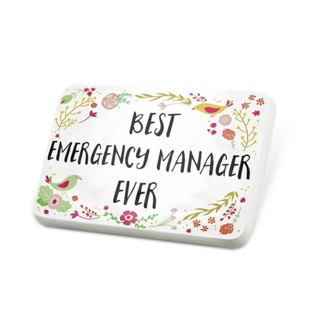 Porcelein Pin Happy Floral Border Emergency Manager Lapel Badge – NEONBLOND
