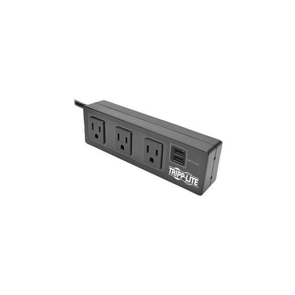 Tripp Lite Tlp310usbc Protect It! 3-outlet Surge Protector With 2 Usb Ports & Desk Clamp
