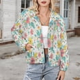 thumbnail image 3 of Jackets for Women Winter Coat Jackets Flannel Stand Collar Jacket(Floral Garden Print,Size:S-4XL), 3 of 7