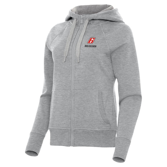 Women's Antigua Heather Gray Brad Keselowski Victory Full-Zip Hoodie