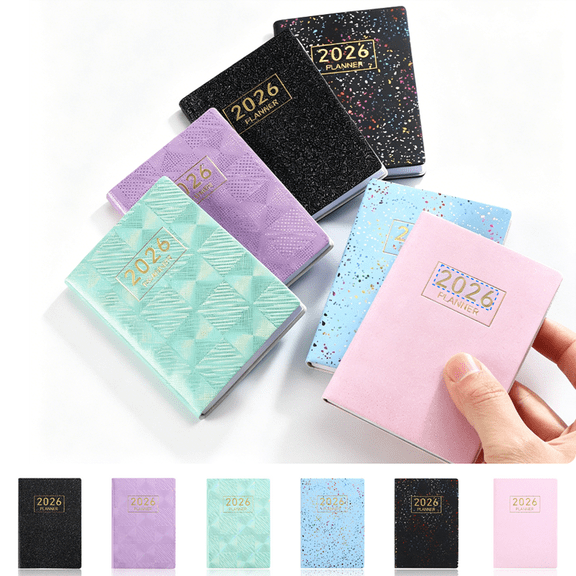Lksixu Pocket Planner 2026, A7 Size Leather Cover Weekly & Monthly Calendar Planner, 128 Pages Small Agenda Journal to Track Goals & Tasks, Portable Daily Organizer Notebook for Travel Office