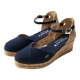 thumbnail image 6 of Pubol Canvas Espadrille Wedges - Navy Blue / 9, 6 of 6