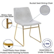 Flash Furniture 18 Table Height Timeless Mid-Back Sled Base Dining Chairs, Set of 2, Gray/Gold