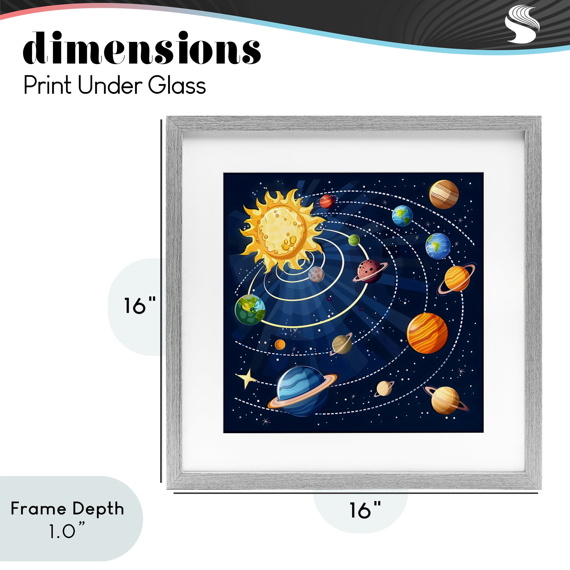 Stupell Industries Planets In Orbit Gray Framed Print Under Glass, design by Creative Studio