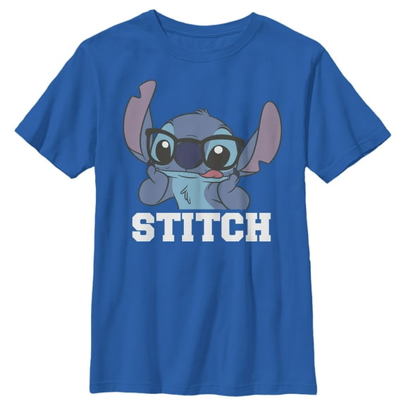 Boy's Lilo & Stitch Glasses Stitch Graphic Tee Royal Blue Large