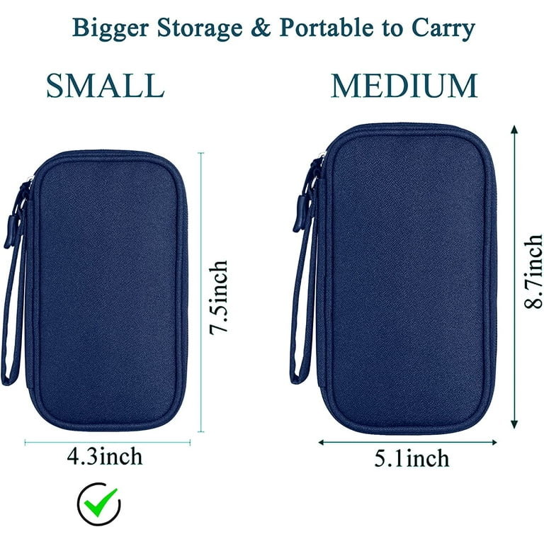 Small Electronics Carrying Case Bag, Travel Gadgets Organizer Pouch for  Tech & Accessories (Small, Navy Blue) 