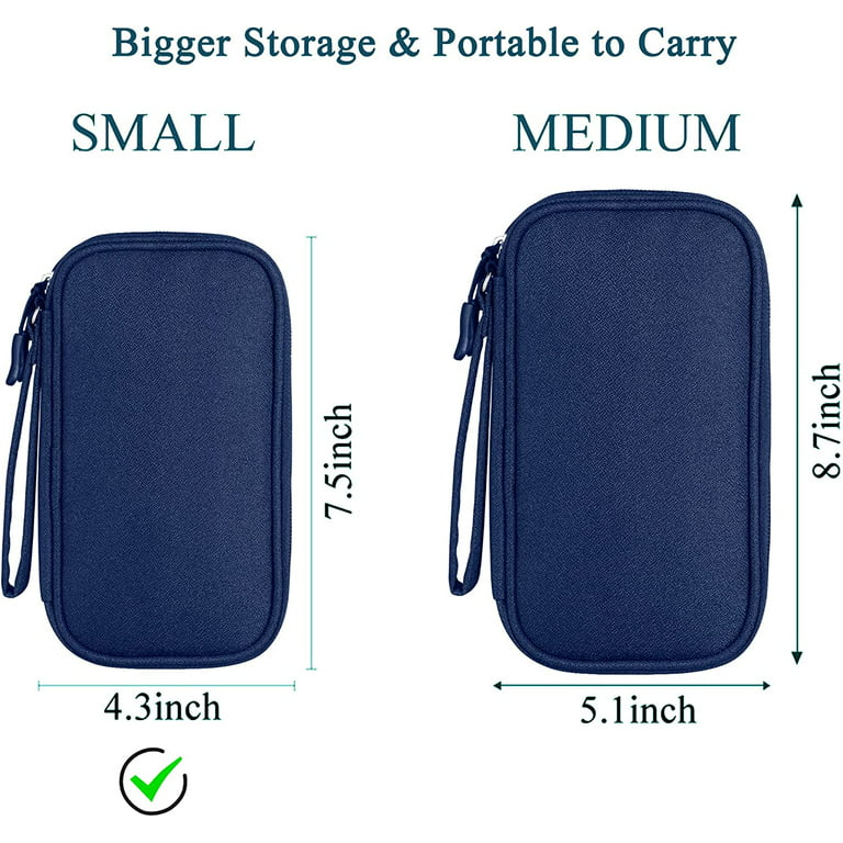 Small Electronics Carrying Case Bag, Travel Gadgets Organizer Pouch for  Tech & Accessories (Small, Navy Blue) 