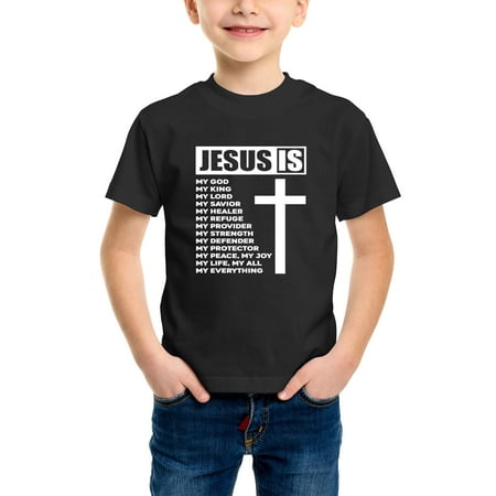 

Envmenst Boys Girls Short Sleeve T Shirt Funny Jesus Is My All My Everything My God Lord Savior Print Kids Unisex Cotton Tee