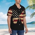 thumbnail image 5 of Goofa Patriotic USA Butterfly Art Hawaiian Shirt for Men, Unisex Summer Beach Casual Short Sleeve Button Down Shirts,Aloha Tropical Floral print shirt-Medium, 5 of 9