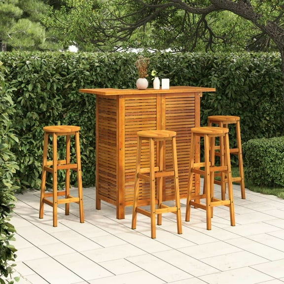 vidaXL 5 Piece Patio Bar Set Solid Wood Acacia