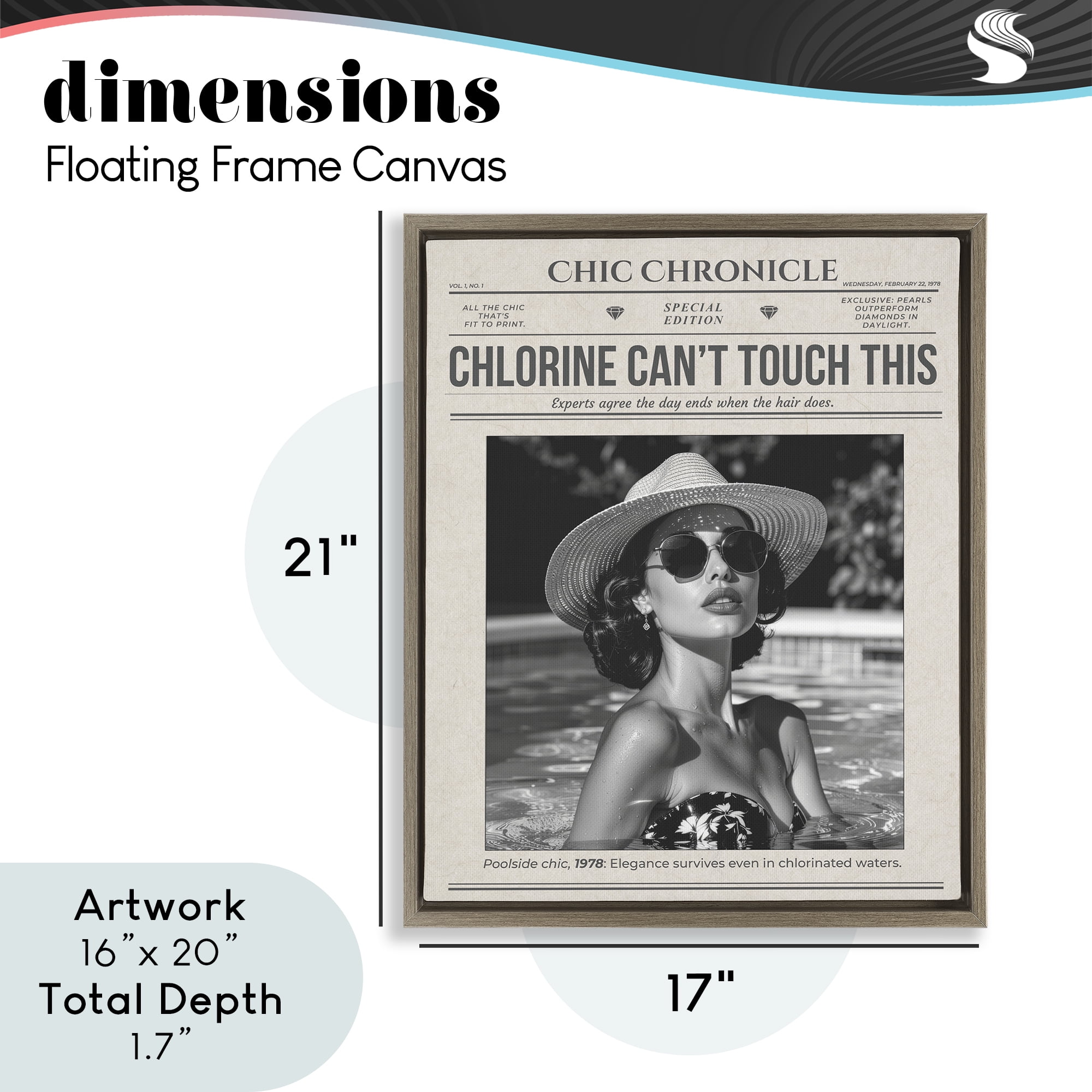 Chic Chronical Vintage Magazine Brown Framed Floater Canvas Wall Art, design by A Barefoot Stylist