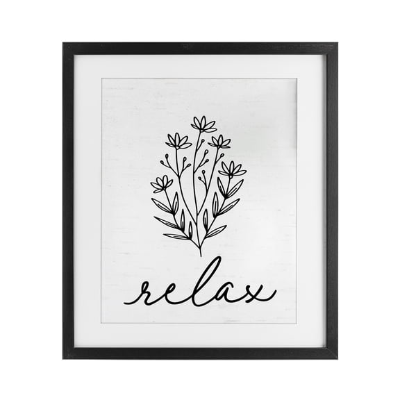 Bathroom Herb Relax Black Framed Print Under Glass, design by Lettered and Lined