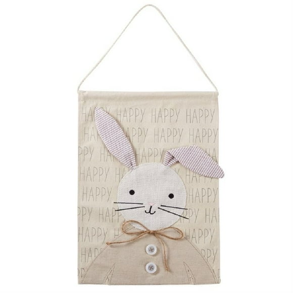 Mud Pie Happy Bunny 16.50 Inches x 12 Inches Canvas Door Hanger Decorative Signs