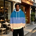 thumbnail image 6 of Fabrcox Mens Pullover Hoodie Fleece Striped Oversized Hooded Sweatshirt Men Y2k Color Block Fall Winter Warm Athletic Long Sleeve Man Hoodie with Pocket Blue XXXL, 6 of 6