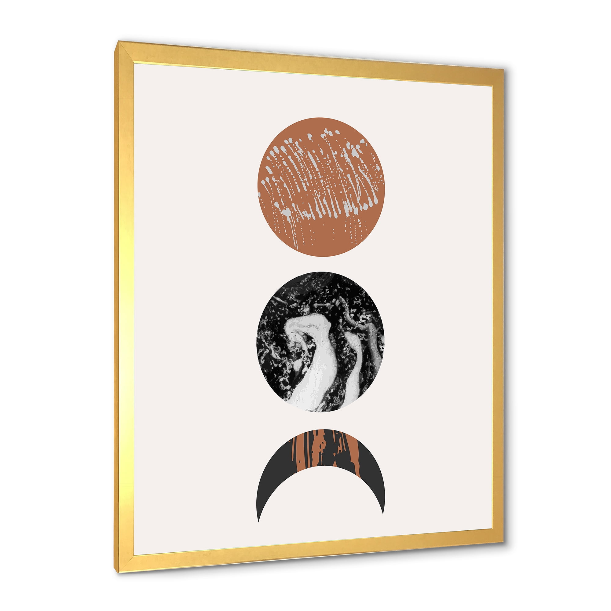 Designart 'Retro Shapes Abstract Moons and Suns' Modern Framed Art Print