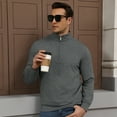 thumbnail image 6 of FEDTOSING Quarter Zip Pullover Sweater Men Vintage Fall V Neck Long Sleeve Polo Fleece Jacket, 6 of 7