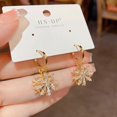 thumbnail image 5 of Cubic Ziconia Snowflake Dangle Hoop Earrings for Women Sparkling Crystal Winter Flower Dangling Charm Huggie Hoops Statement Earrings for Christmas, 5 of 5